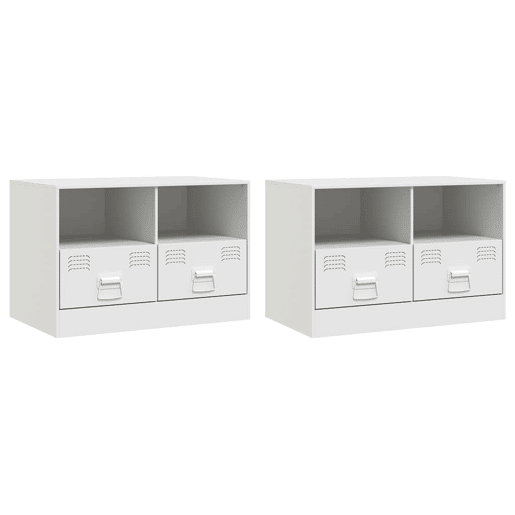 móveis de TV - Armários TV 2 pcs 67x39x44 cm aço branco