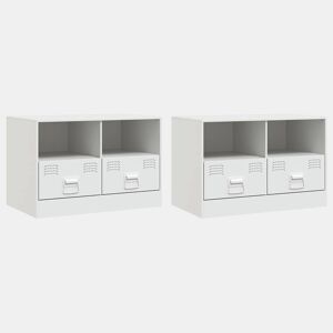 móveis de TV - Armários TV 2 pcs 67x39x44 cm aço branco