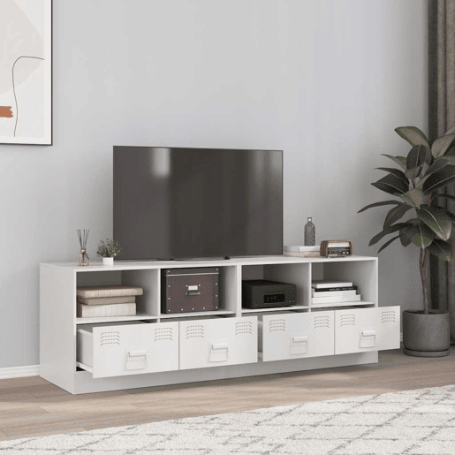 móveis de TV - Armários TV 2 pcs 67x39x44 cm aço branco