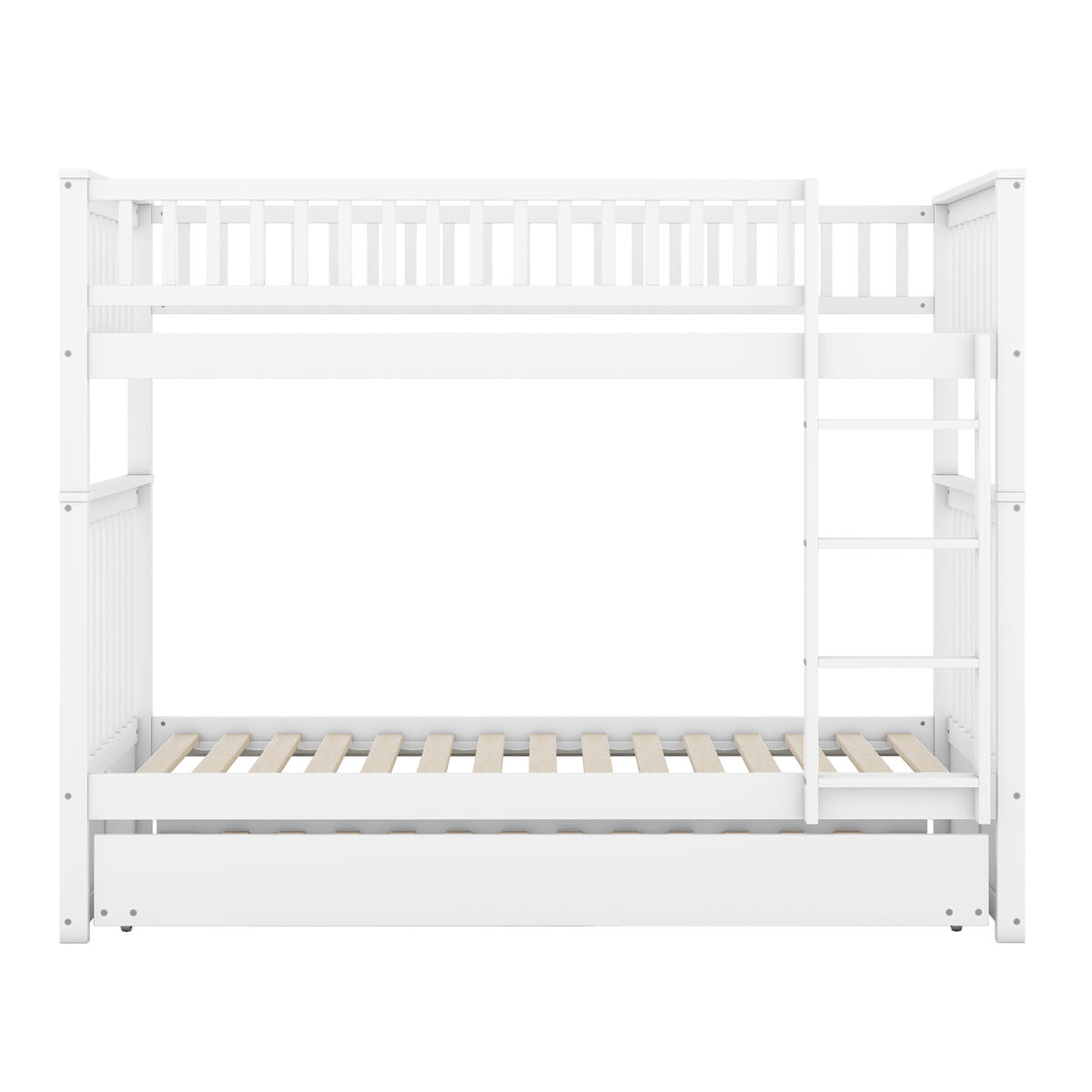 litera 2x90x200cm con cama nido 90x190cm - con barandilla y escalera - blanco