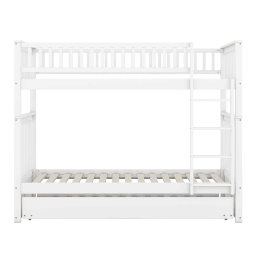 Beliche 2x90x200cm com cama de rodízio 90x190cm - com corrimão e escada - Branco