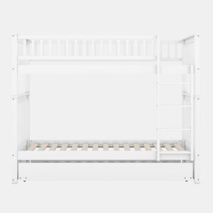 Beliche 2x90x200cm com cama de rodízio 90x190cm - com corrimão e escada - Branco
