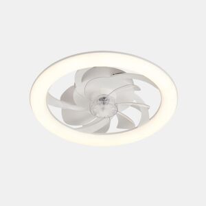 DUPI Ventilador de teto TURBO AIR LED com luz | Motor DC silencioso de 15 W | 6 velocidades | Controle remoto e aplicativo | Luz regulável de 3000 K a 6500 K | Modo invernoverão | PVC | Branco