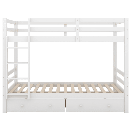 Beliche de madeira com gavetas e escada - 140x200cm - Branco