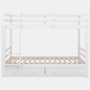 Beliche de madeira com gavetas e escada - 140x200cm - Branco
