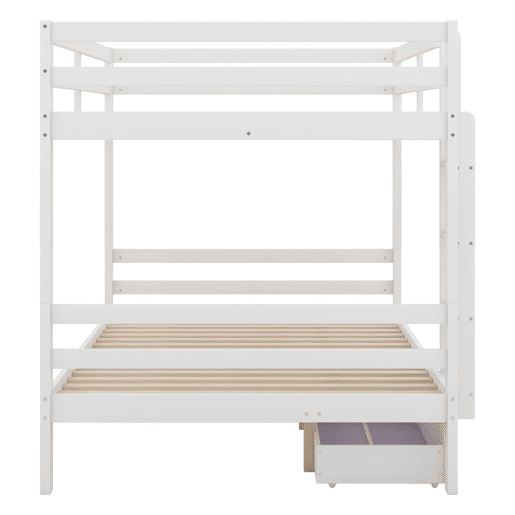 Beliche de madeira com gavetas e escada - 140x200cm - Branco