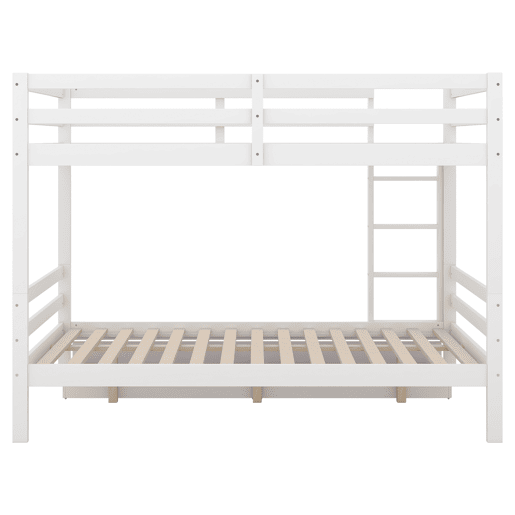Beliche de madeira com gavetas e escada - 140x200cm - Branco