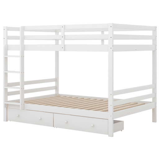 Beliche de madeira com gavetas e escada - 140x200cm - Branco