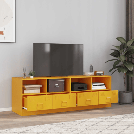 móveis de TV - Armários TV 2 pcs 67x39x44 cm aço amarelo mostarda
