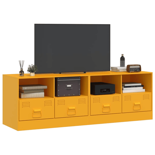 móveis de TV - Armários TV 2 pcs 67x39x44 cm aço amarelo mostarda