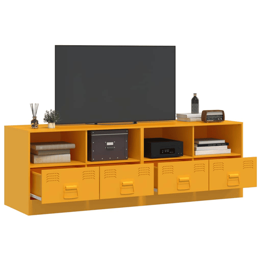 móveis de TV - Armários TV 2 pcs 67x39x44 cm aço amarelo mostarda