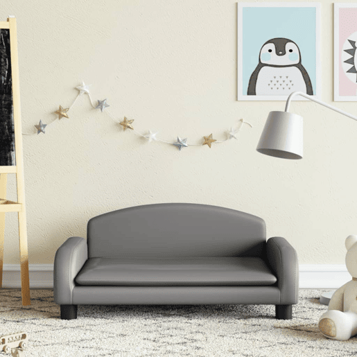 Sofá infantil - Sofá para crianças 70x45x30 cm couro artificial cinzento