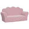 Sofá infantil - Sofá para crianças de 2 lugares pelúcia macia rosa