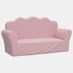 Sofá infantil - Sofá para crianças de 2 lugares pelúcia macia rosa