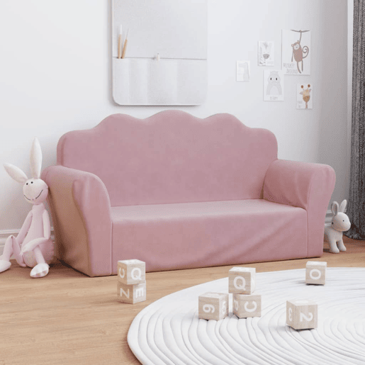 Sofá infantil - Sofá para crianças de 2 lugares pelúcia macia rosa Sofá infantil - Sofá para crianças de 2 lugares pelúcia macia rosa