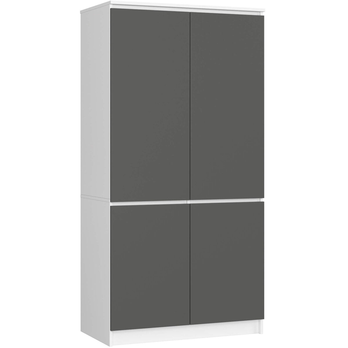 Armario akord s90 blanco 90 cm 4 puertas frente en color gris grafito 90x51x180 cm