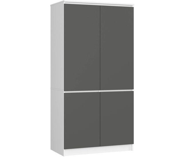Armario akord s90 blanco 90 cm 4 puertas frente en color gris grafito 90x51x180 cm