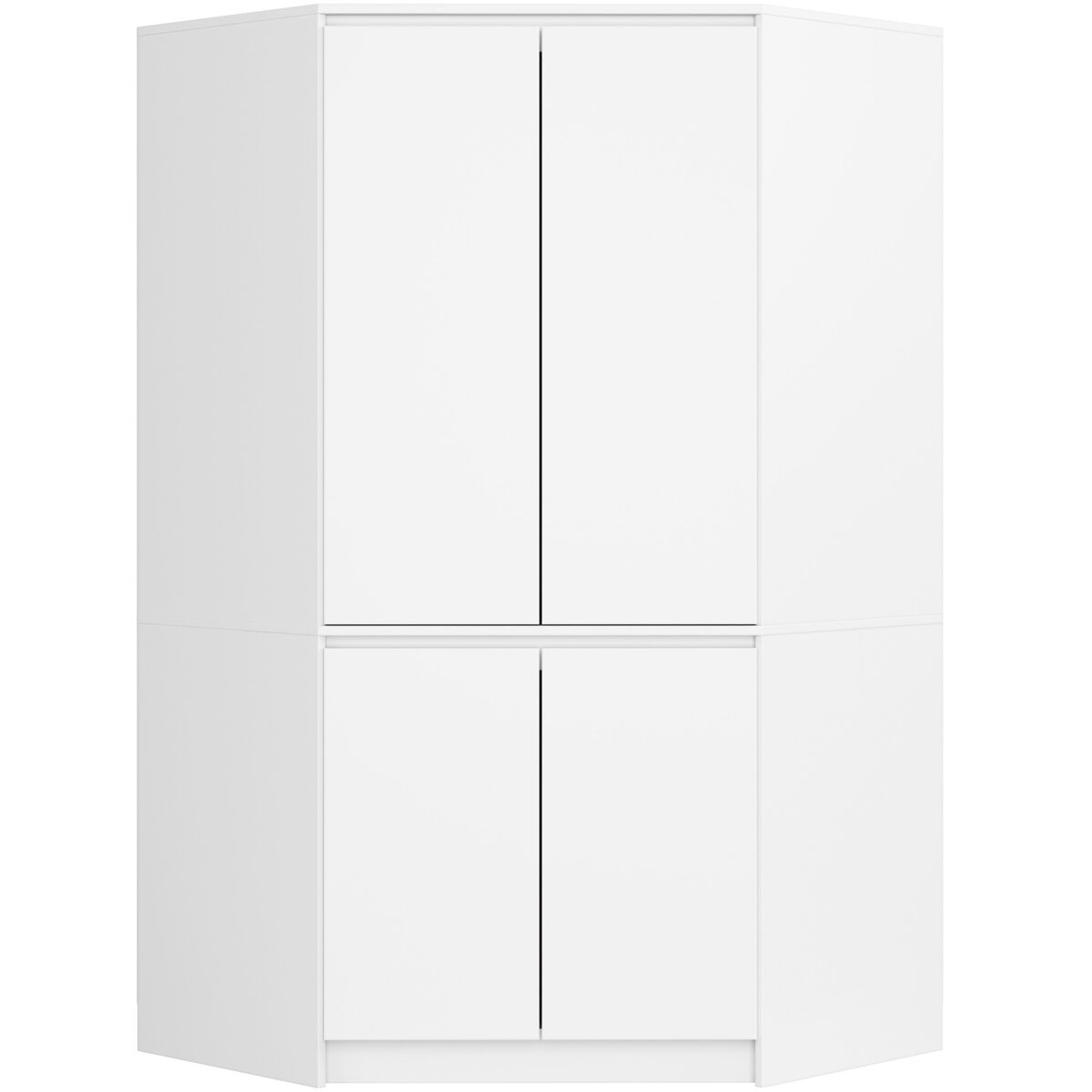 Armario esquinero akord s100 blanco 100 cm con 4 puertas y 6 estantes acabado en blanco 100x50x180 cm