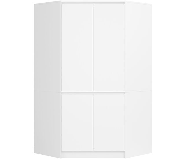 Armario esquinero akord s100 blanco 100 cm con 4 puertas y 6 estantes acabado en blanco 100x50x180 cm