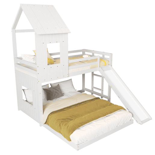 Beliche,cama-casa de madeira de pinho 90x200(140x200)cm,branco
