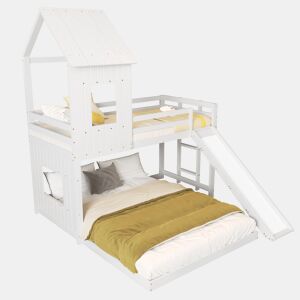 Beliche,cama-casa de madeira de pinho 90x200(140x200)cm,branco