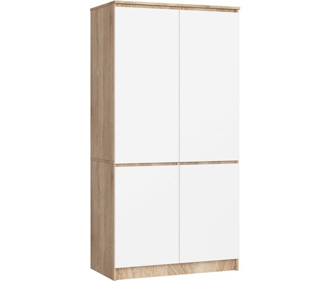 Armario akord s90 roble sonoma 90 cm 4 puertas frente en color blanco 90x51x180 cm
