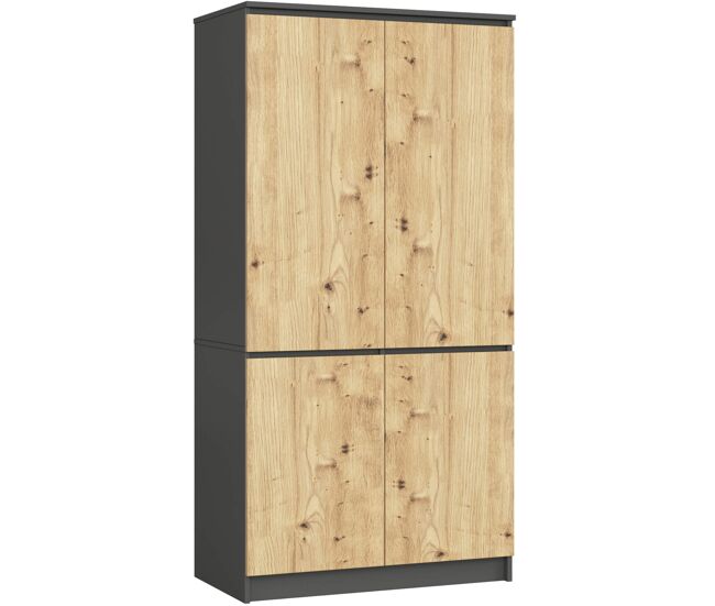 Armario akord s90 gris grafito 90 cm 4 puertas frente en color roble artisan 90x51x180 cm