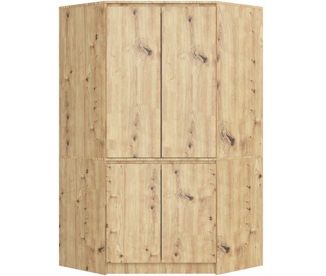 Armario esquinero akord s100 roble artisan 100 cm con 4 puertas y 6 estantes acabado en roble artisan100x50x180 cm