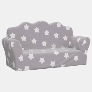 Sofá infantil - Sofá para crianças de 2 lugares c estrelas pelúcia cinzento-claro