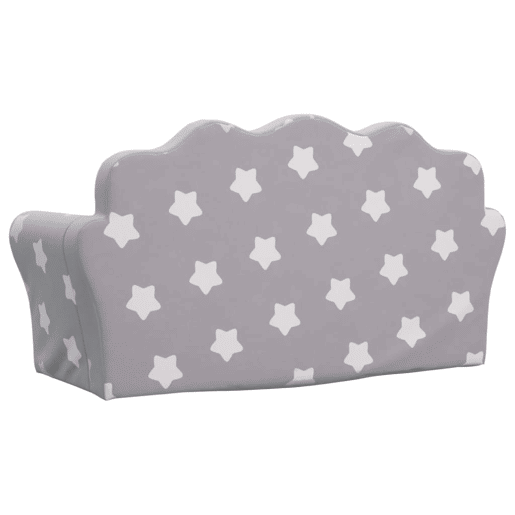 Sofá infantil - Sofá para crianças de 2 lugares c estrelas pelúcia cinzento-claro