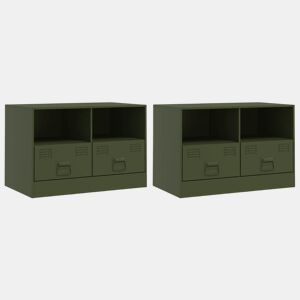 móveis de TV - Armários TV 2 pcs 67x39x44 cm aço verde azeitona