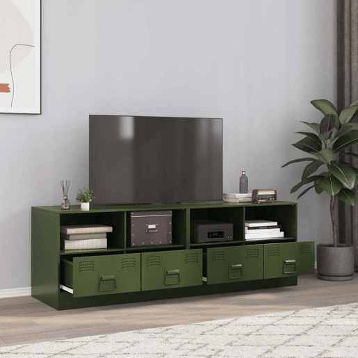 móveis de TV - Armários TV 2 pcs 67x39x44 cm aço verde azeitona