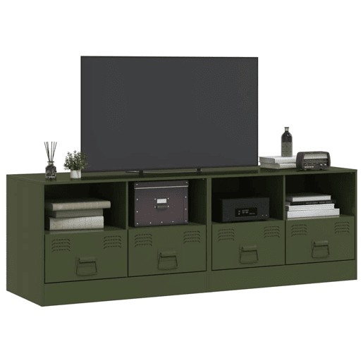 móveis de TV - Armários TV 2 pcs 67x39x44 cm aço verde azeitona