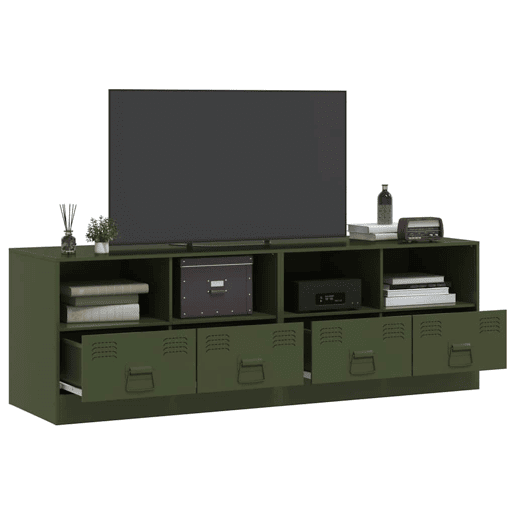 móveis de TV - Armários TV 2 pcs 67x39x44 cm aço verde azeitona