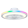 DUPI Ventilador de teto SLIM AIR RGB LED | Função verão e inverno | 6 velocidades | Controle remoto | Luminária de teto de 58 cm | Motor DC silencioso | Lâminas reversíveis | PVC | Branco