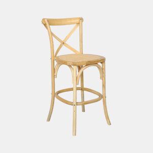 Banqueta de bar bistro vintage madeira 65cm, Belleville, Natural, 46x48x105 cm