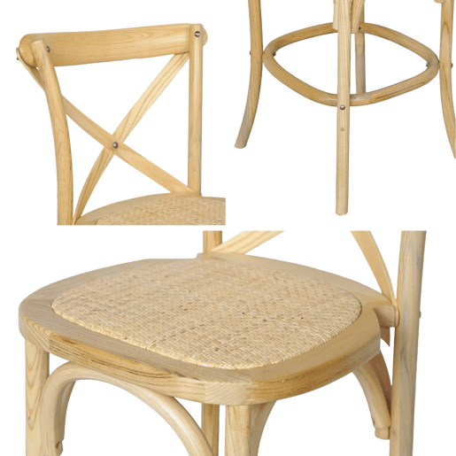 Banqueta de bar bistro vintage madeira 65cm, Belleville, Natural, 46x48x105 cm