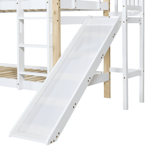 Beliche com escorrega e escada - estrutura em madeira maciça - 90x200 cm - Branco