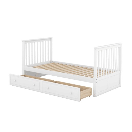 Beliche de madeira com gavetas e escada - 90x200cm - Branco Beliche de madeira com gavetas e escada - 90x200cm - Branco