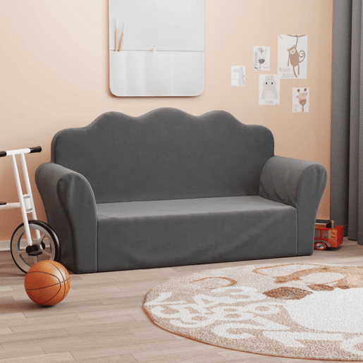 Sofá infantil - Sofá para crianças de 2 lugares pelúcia macia antracite