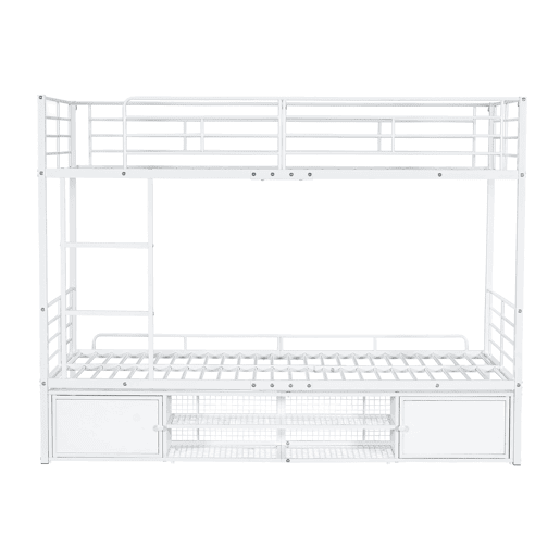 Beliche de ferro 90x200 cm - com sapateira e escada - Branco