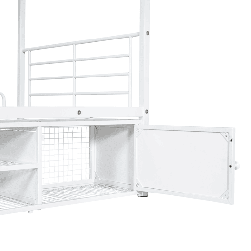 Beliche de ferro 90x200 cm - com sapateira e escada - Branco