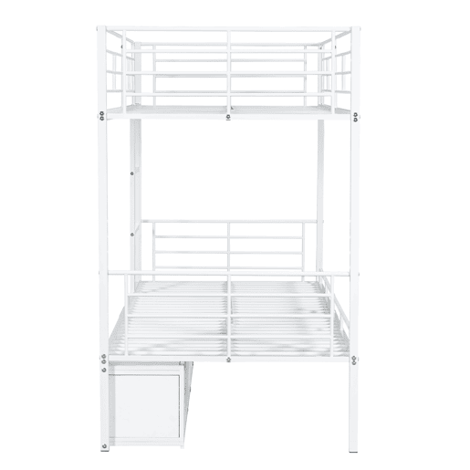 Beliche de ferro 90x200 cm - com sapateira e escada - Branco