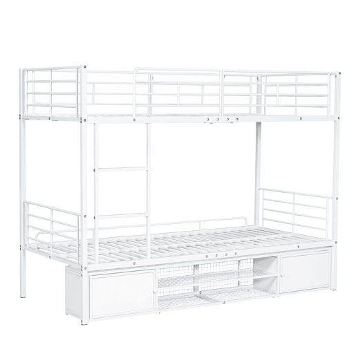 Beliche de ferro 90x200 cm - com sapateira e escada - Branco