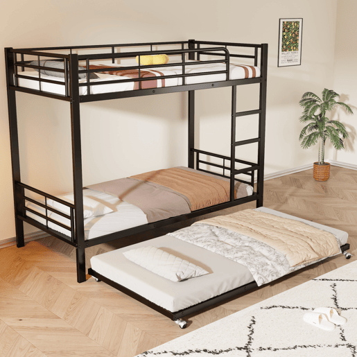 Beliche em ferro forjado 90x200 cm - com cama com gavetão 90x190 cm - Preto