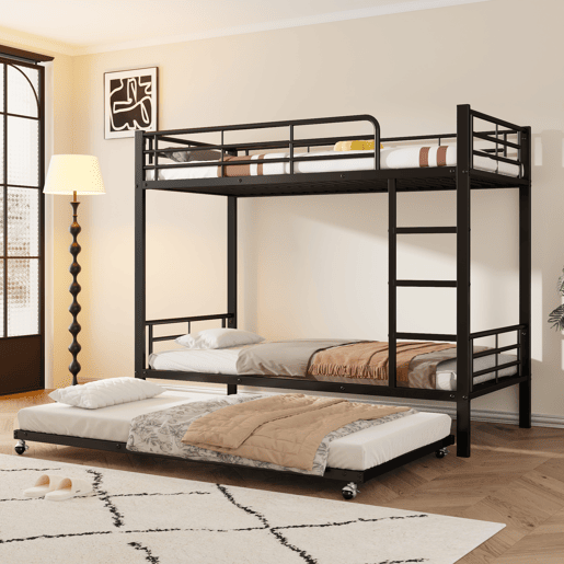 Beliche em ferro forjado 90x200 cm - com cama com gavetão 90x190 cm - Preto