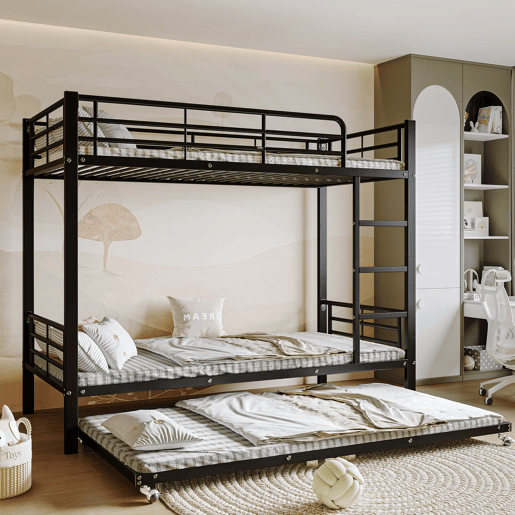 Beliche em ferro forjado 90x200 cm - com cama com gavetão 90x190 cm - Preto