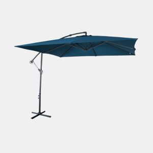 3x3m guarda-sol quadrado offset, Hardelot, Azul esverdeado, 300x295x250 cm