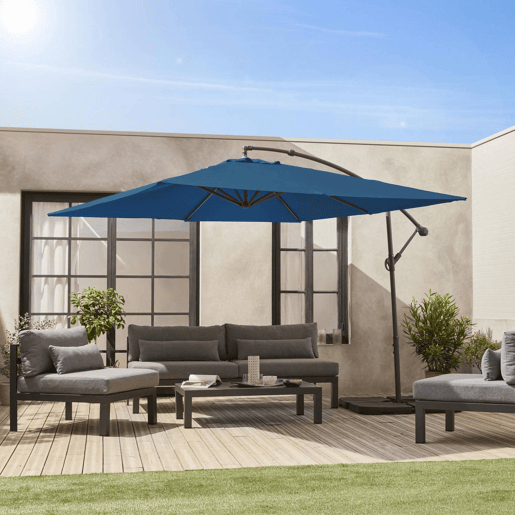 3x3m guarda-sol quadrado offset, Hardelot, Azul esverdeado, 300x295x250 cm