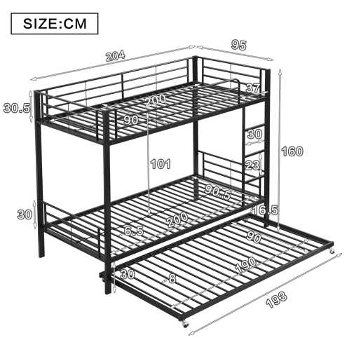 Beliche,cama gavetão de metal 90x200(90x190)cm,preto